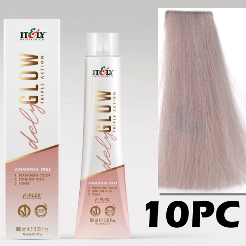 DELYGLOW 10PC (10.81) 100ml perłowo-popielaty najjaśniejszy blond kolor do włosówbezamoniaku3w 1