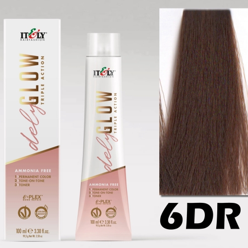 DELYGLOW 6DR (6.34) 100ml złoto-miedziany ciemny blond kolor do włosów bez amoniaku 3 w 1