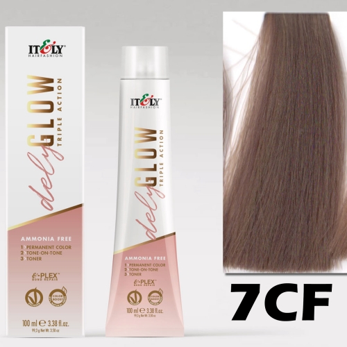 DELYGLOW 7CF (7.72) 100ml kawowy średni blond kolor do włosów bez amoniaku 3 w 1