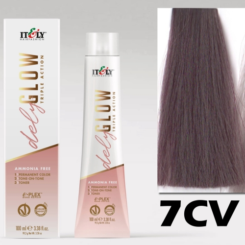 DELYGLOW 7CV (7.16) 100ml popielato-fioletowy średni blond kolor do włosów bez amoniaku 3 w 1