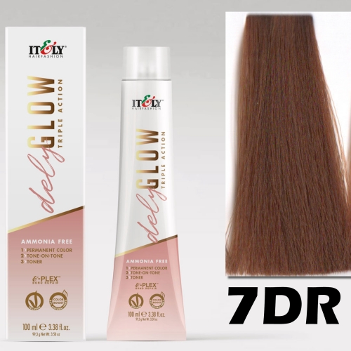 DELYGLOW 7DR (7.34) 100ml złoto-miedziany średni blond kolor do włosów bez amoniaku 3 w 1