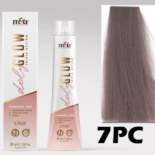 DELYGLOW 7PC (7.81) 100ml perłowo-popielaty średni blond kolor do włosów bez amoniaku 3 w 1