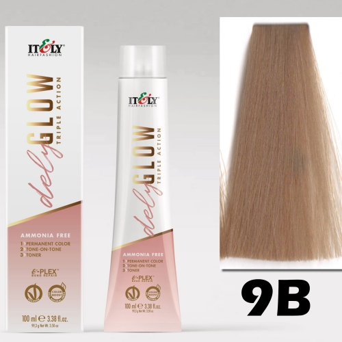 DELYGLOW 9B (9.23) 100ml beżowy bardzo jasny blond kolor do włosów bez amoniaku 3w 1