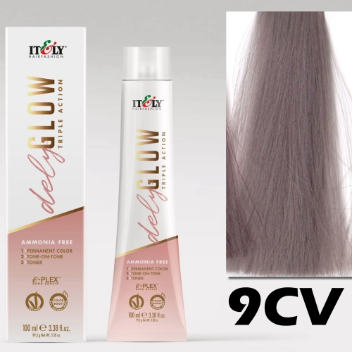 DELYGLOW 9CV (9.16) 100ml popielato-fioletowy bardzo jasny blond kolor do włosówbez amoniaku 3 w 1